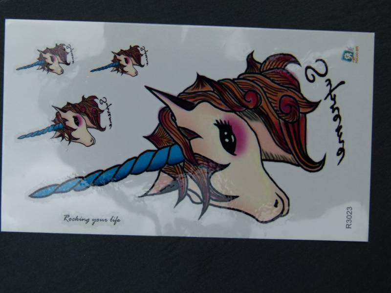 Nr. 067 - Temporäres Tattoo Boho Bunt Einhorn Junicorn Unicorn Körperschmuck Körperbild Fake Körpertattoo von Etsy - TinkyStarShop