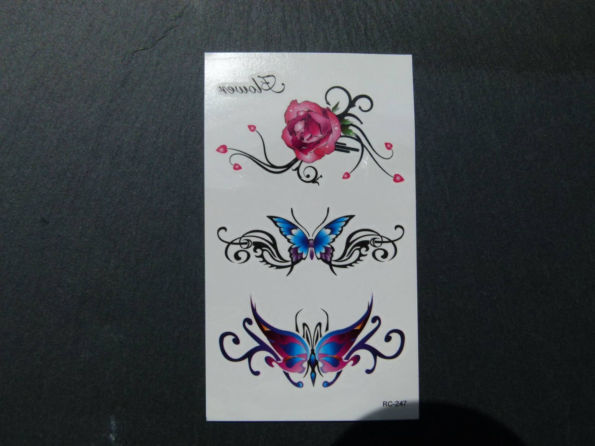 Nr. 074 - Temporary Tattoo Boho Bunt Rose Romantisch Schmetterling Körperschmuck Körperbild Fake Armtattoo Körpertattoo von Etsy - TinkyStarShop