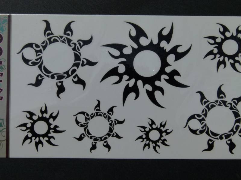 Nr. 107 - Temporäres Tattoo Boho Schwarz Sonne Emblem Bodytattoo Körpertattoo Fake Faketattoo Körperbild von Etsy - TinkyStarShop