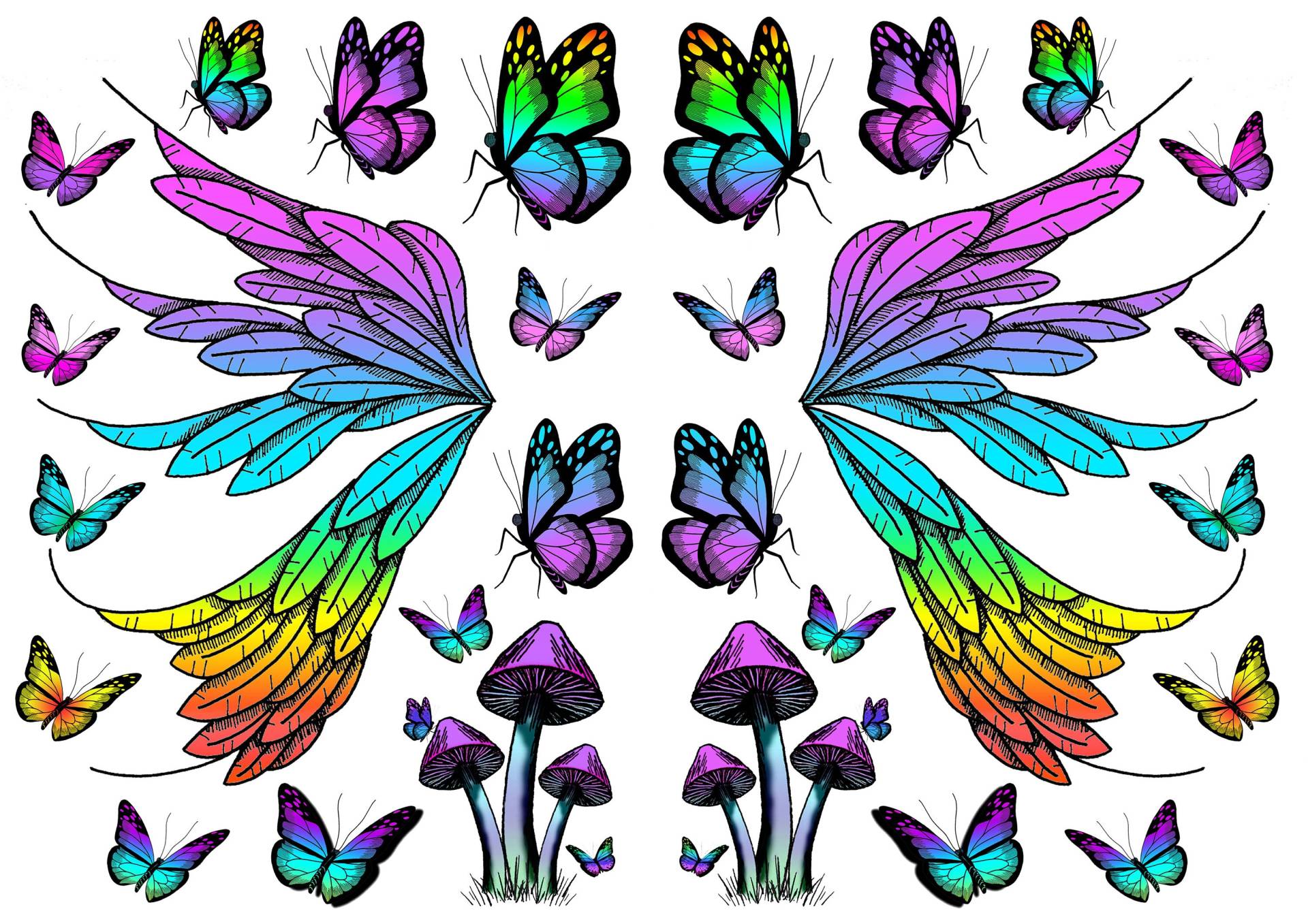 Festival Regenbogen Pride Feder Flügel Temporäre Tattoos, Schmetterlinge, Lustige Schmetterling Kostüm Accessoires von Etsy - TopTats