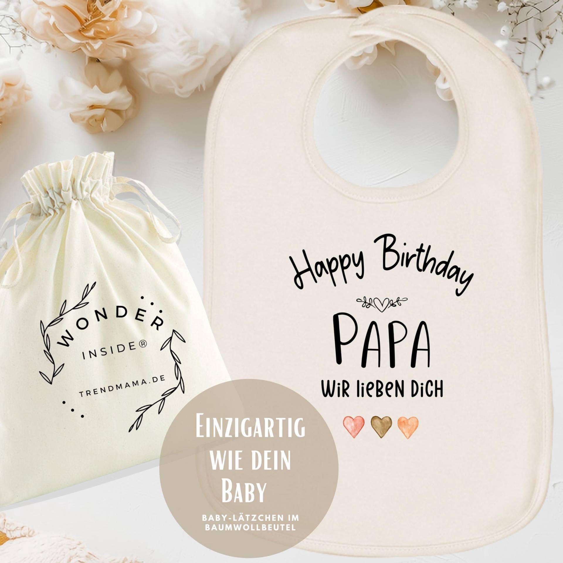 Babylätzchen „Happy Birthday Papa" - Geschenk Zum Geburtstag Für Papa | Baby Lätzchen Mit Witzigem Spruch Verpackt Im Baumwollbeutel von Etsy - TrendMama