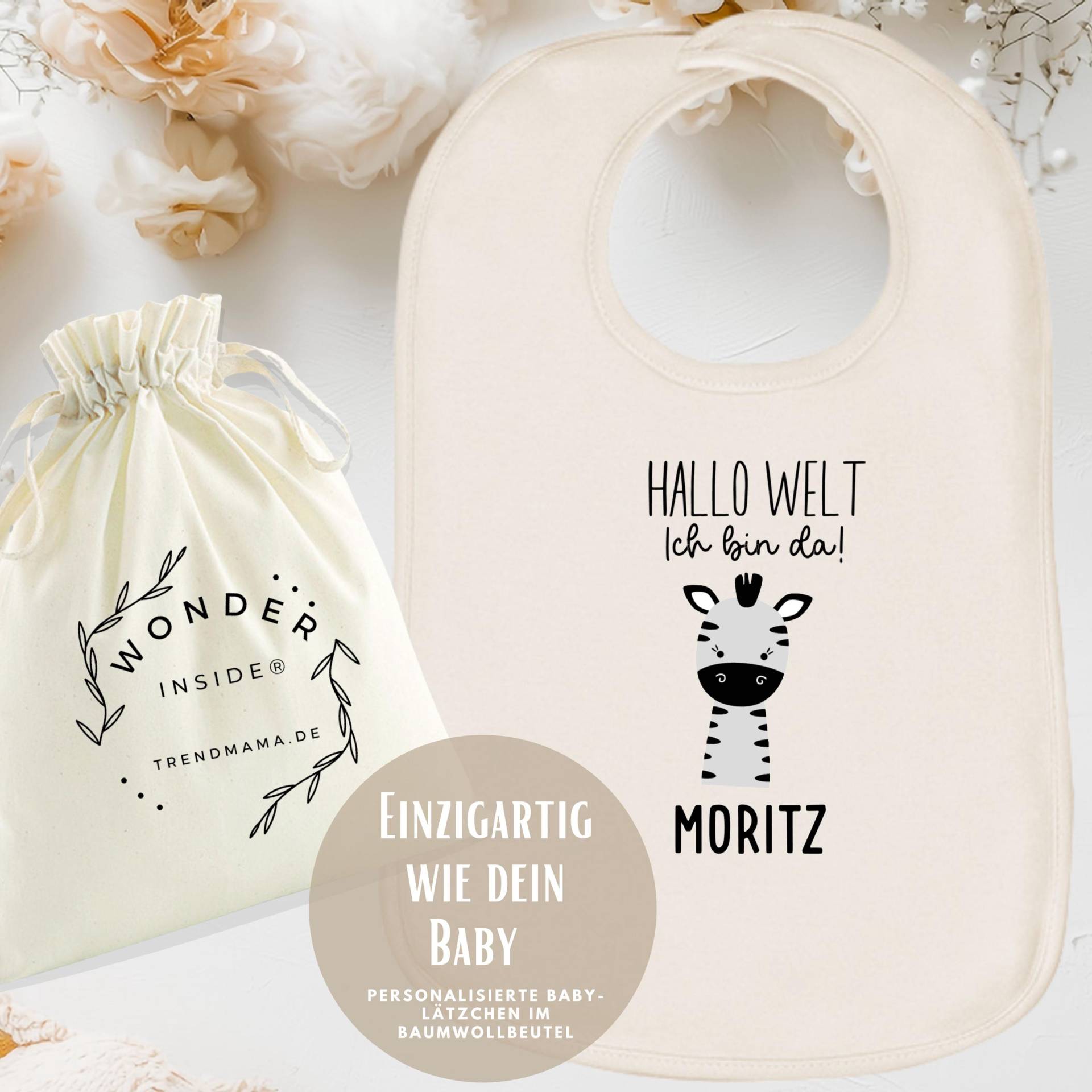 Personalisiertes Babylätzchen - Mit Namen |Geschenk Geburt, Baby Shower & Taufe | Baby-Lätzchen Klettverschluss| Im Baumwollbeutel von Etsy - TrendMama