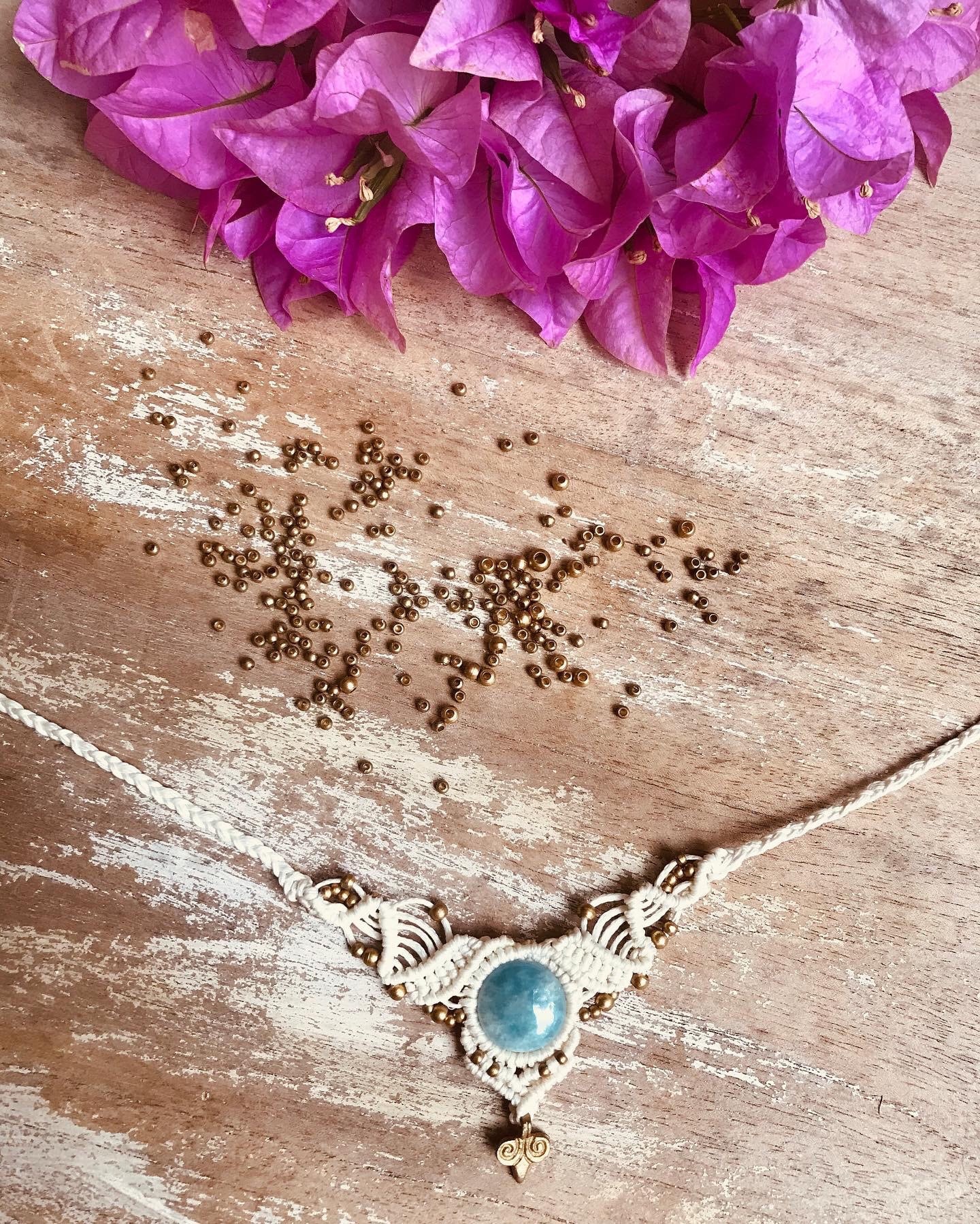 Trust Your Journey Magical New Blue Onyx Necklace Macrame Gipsy Bohochic Hippie Etno Wedding Jewelry von Etsy - TribaliGitana