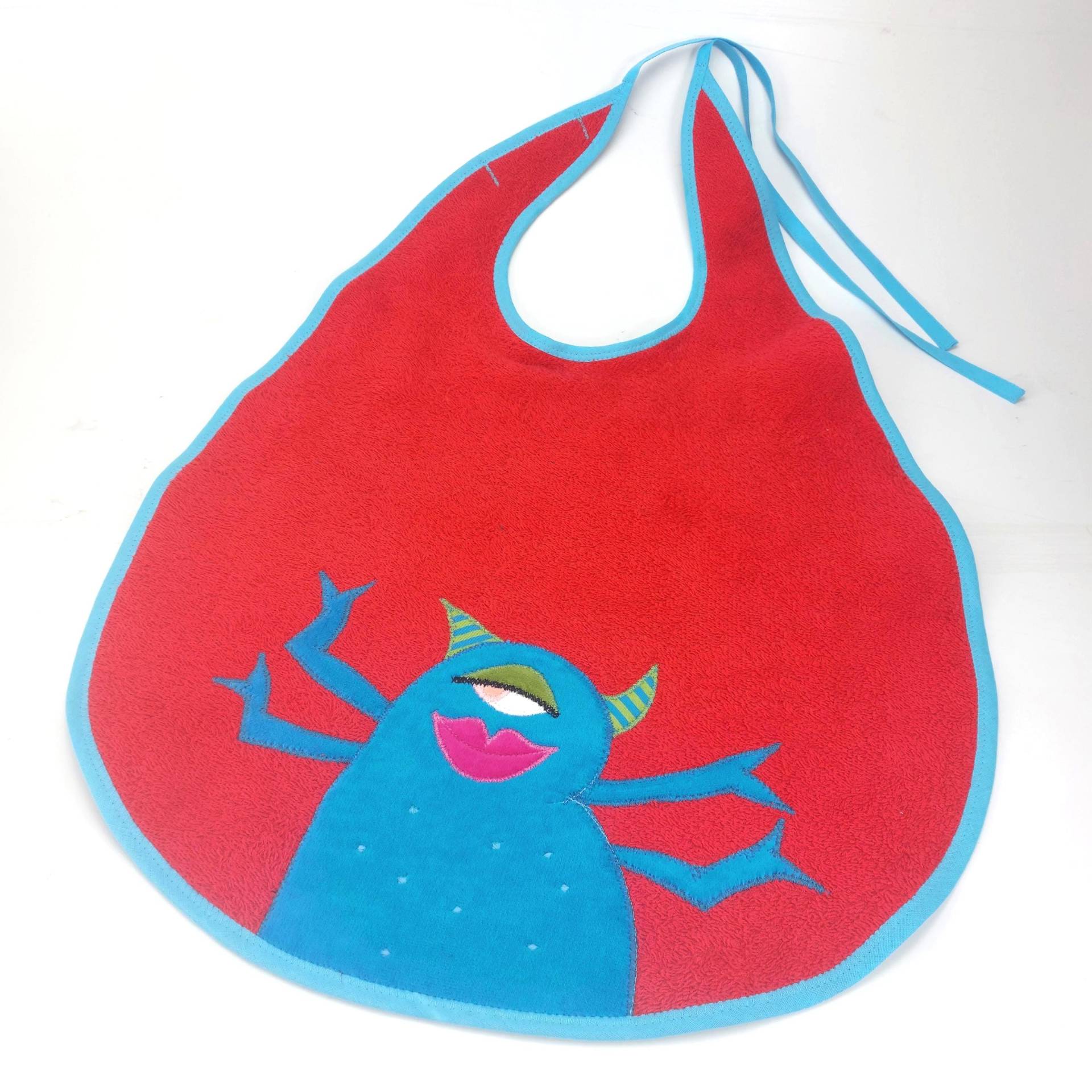 Großes Lätzchen Xxl, Rotes Spucktuch Für Erwachsene, Mit Türkiser Monster-Applikation Großes Lätzchen Xxl, Rotes Spucktuch Für Erwachsene, Mit Türkiser Monster-Applikation von Etsy - Trullafabrik