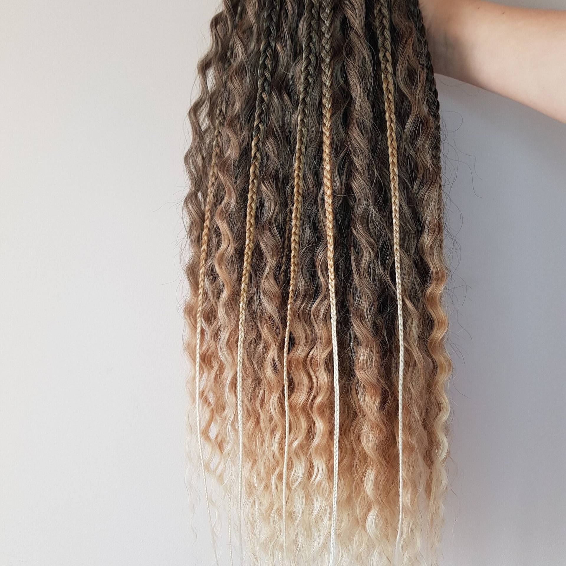 Atemberaubende Gewellte Doppelte Ombre Häkeln Curly Dreads Mit Zöpfen in Braun Bis Blond - 24 Zoll Kunsthaarverlängerungen von Etsy - TsymayDreads