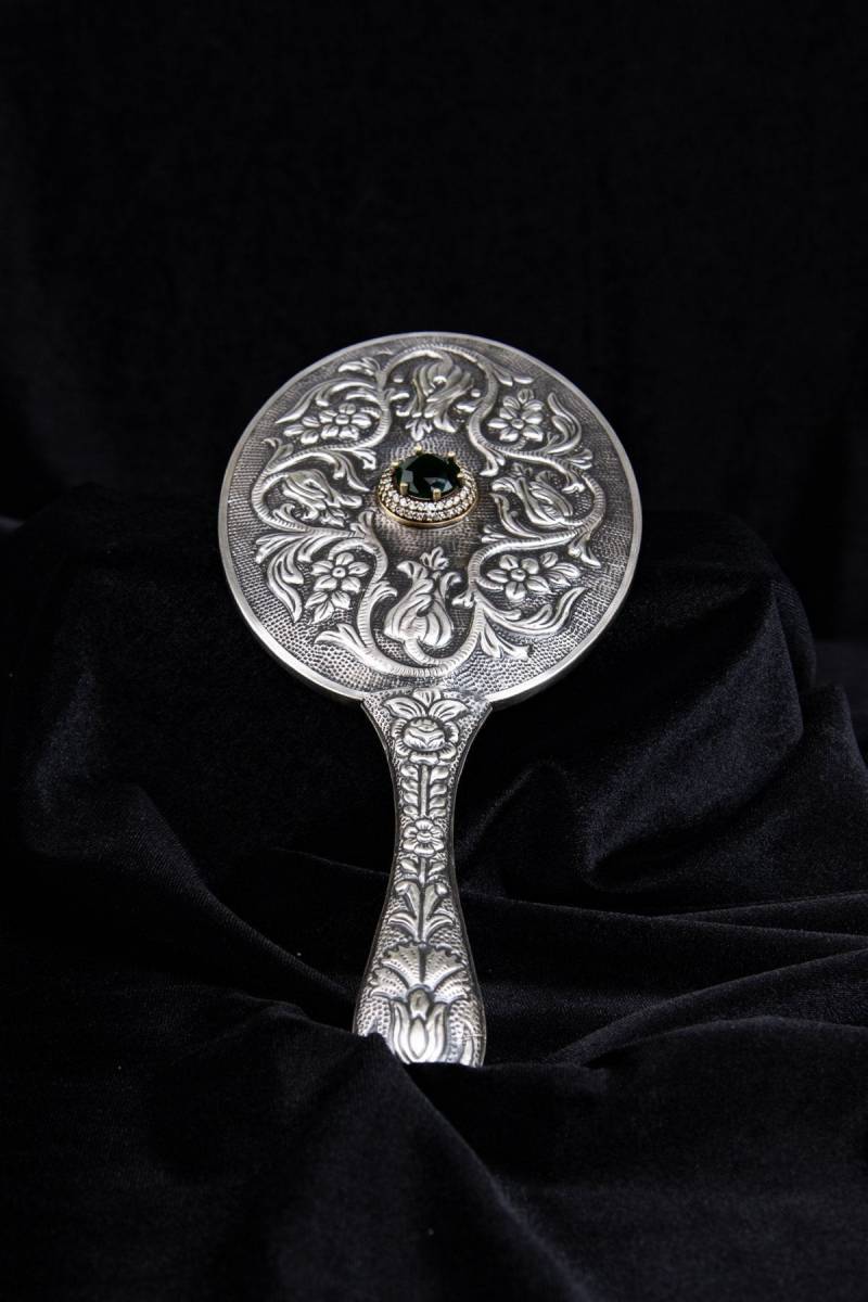 925 Ayar Doğal Taşlı Klasik Özel Yapım El Aynası von Etsy - TuranSilver