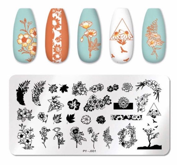 Blumen Nagel Stamping Platte Für Diy Maniküre Kunst/Nail Art Vorlage Stamping-Werkzeug Schablone Stempelplatte Nageldesign von Etsy - TwistedRealityCrafts