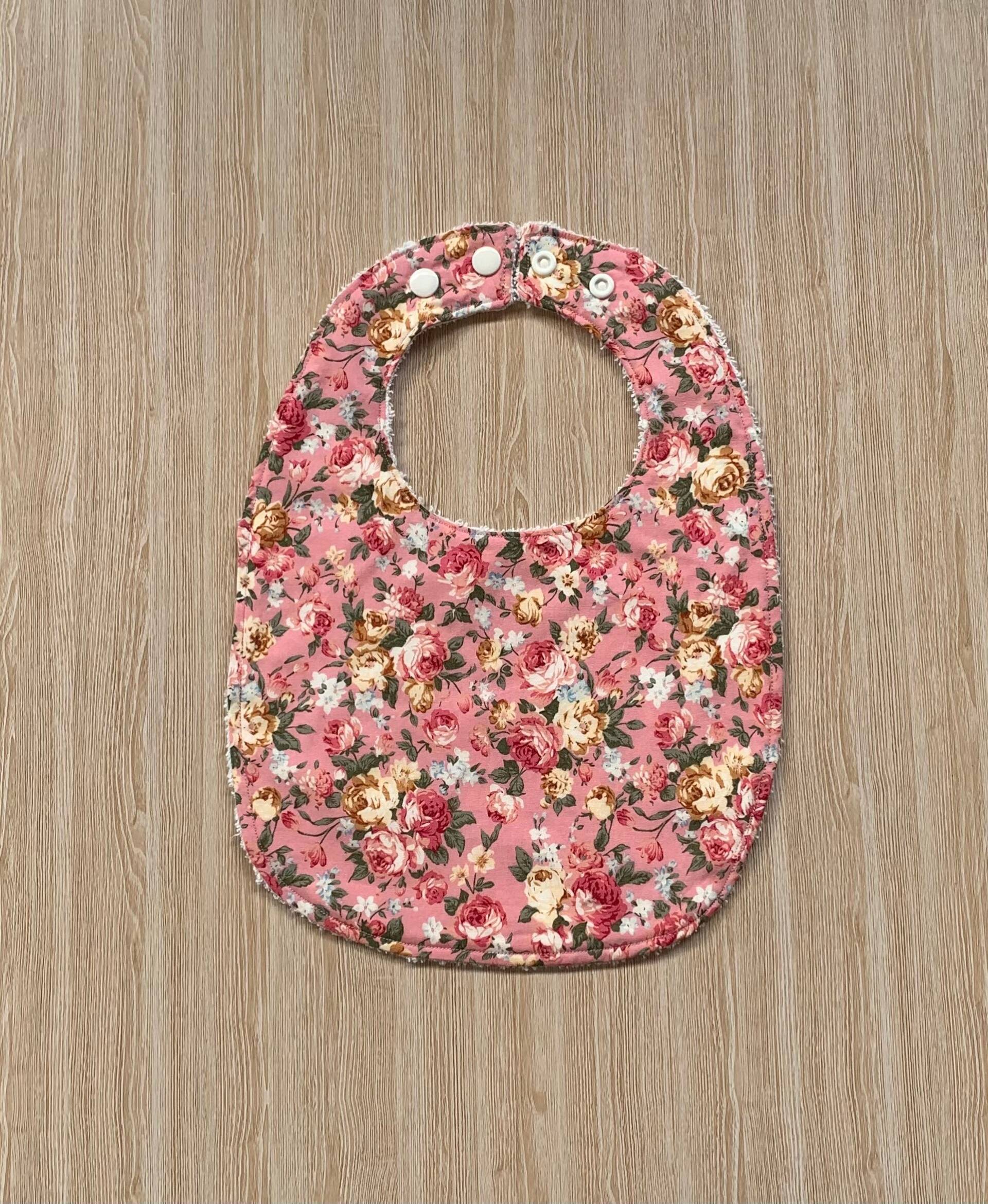 Baumwolllätzchen Groß Rosa Vintage Look Geblümt Mit Frottee Und Druckknöpfen, Made in Australian Made von Etsy - TwoBlackRabbits