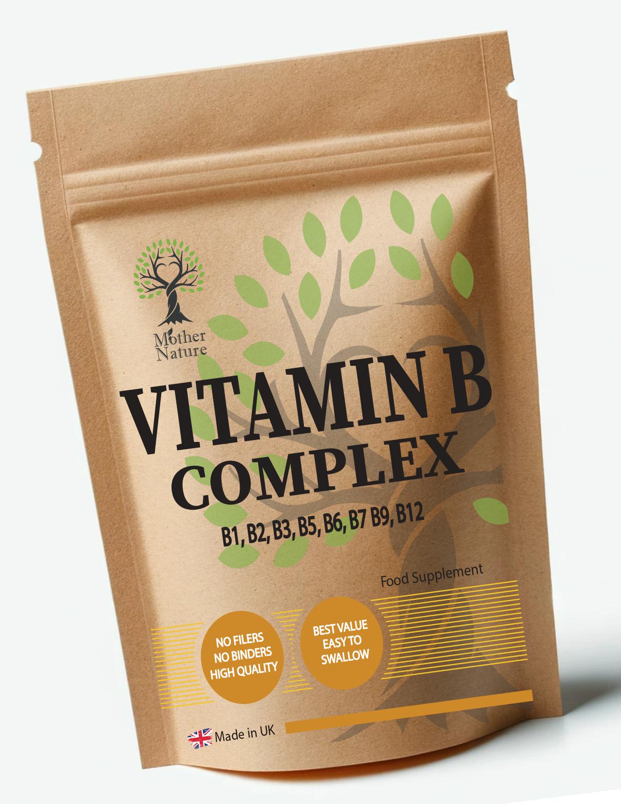 Vitamin B-Complex-Kapseln B1, B2, B3, B5, B6, B7 B9, B12 Reinigen Sie Den B-Complex Hochfesten Umweltfreundlichen Besten Veganen Ergänzungen von Etsy - UKmotherNature