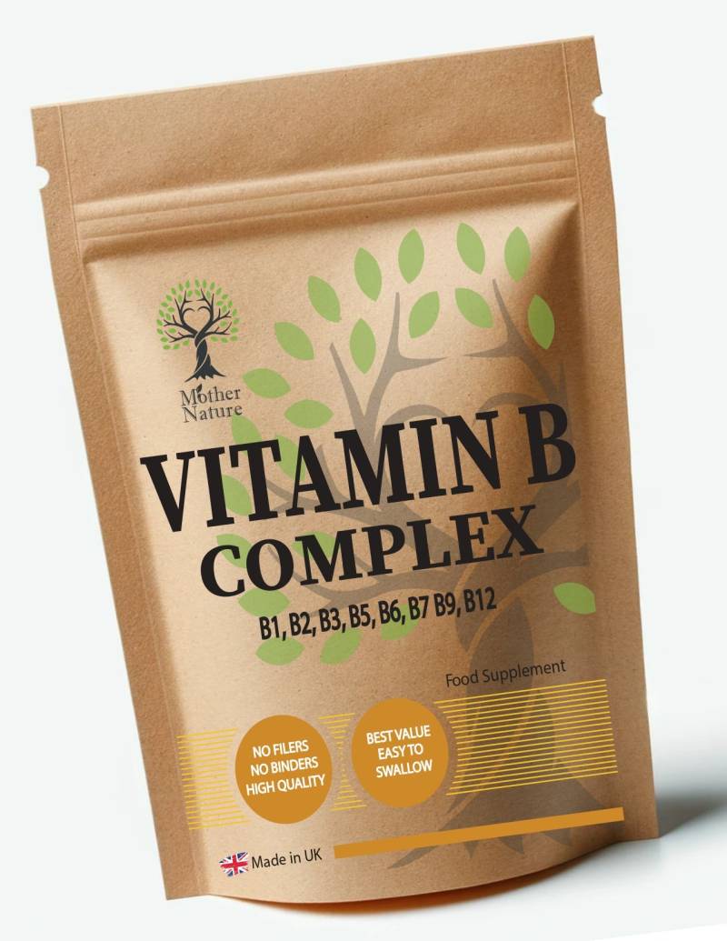 Vitamin B-Complex-Kapseln B1, B2, B3, B5, B6, B7 B9, B12 Reinigen Sie Den B-Complex Hochfesten Umweltfreundlichen Besten Veganen Ergänzungen von Etsy - UKmotherNature