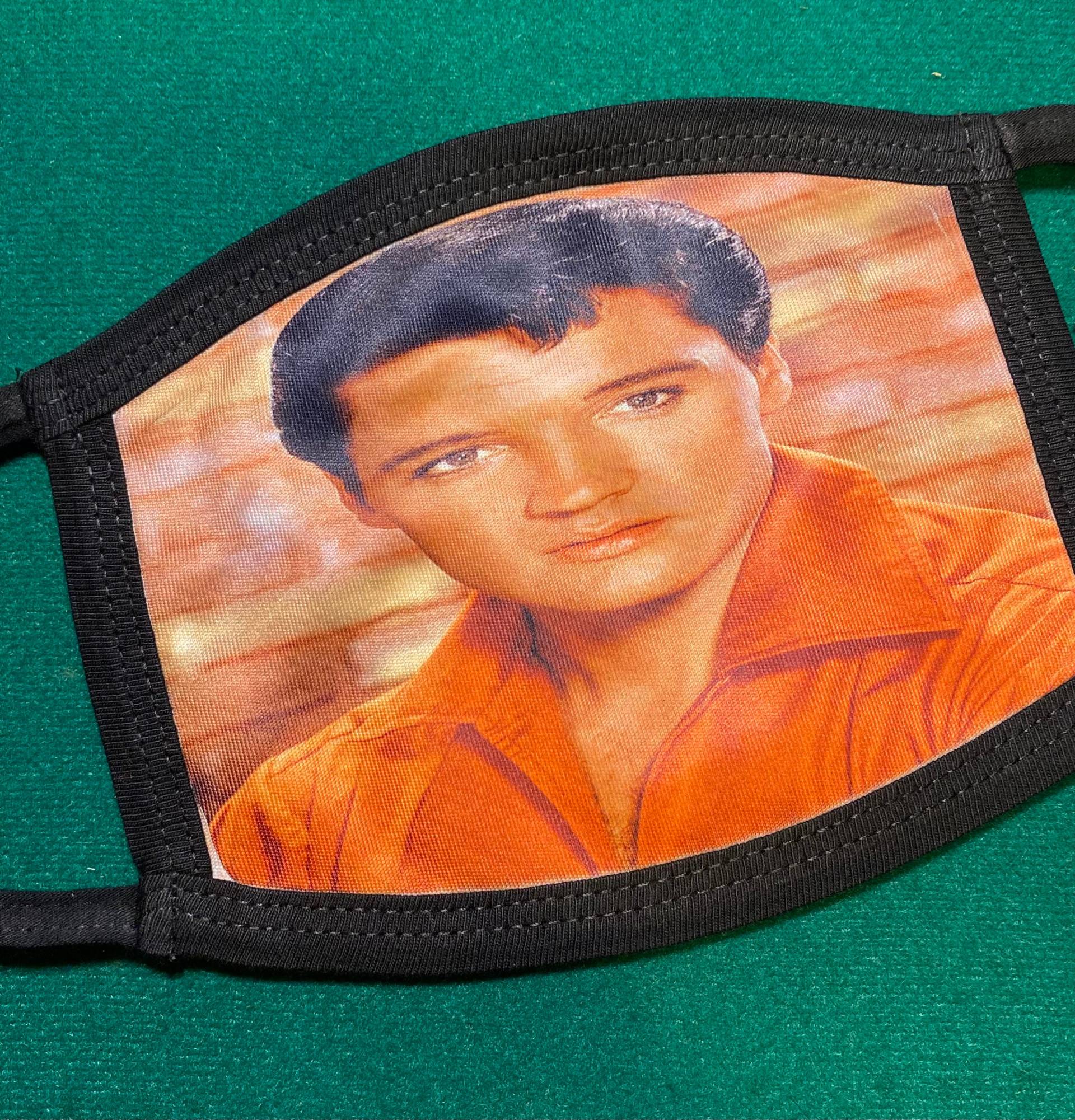 Rock & Roll Elvis Presley Orange Shirt Gesichtsmaske Wiederverwendbar Waschbar Doppellagig von Etsy - UptownCustomMask