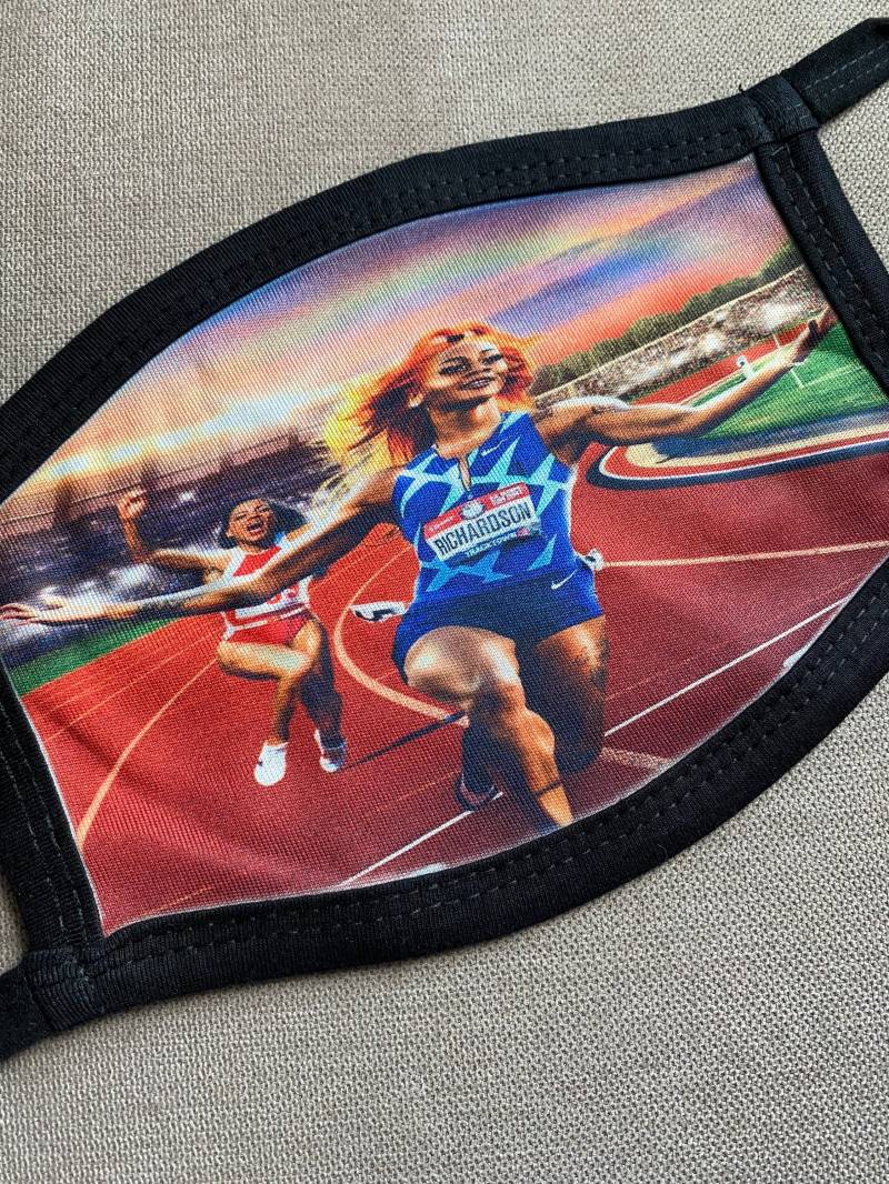 Sha'carri Richardson U.s Frauen 100 Meter Run Gesichtsmaske Wiederverwendbar Waschbar Doppelschicht von Etsy - UptownCustomMask