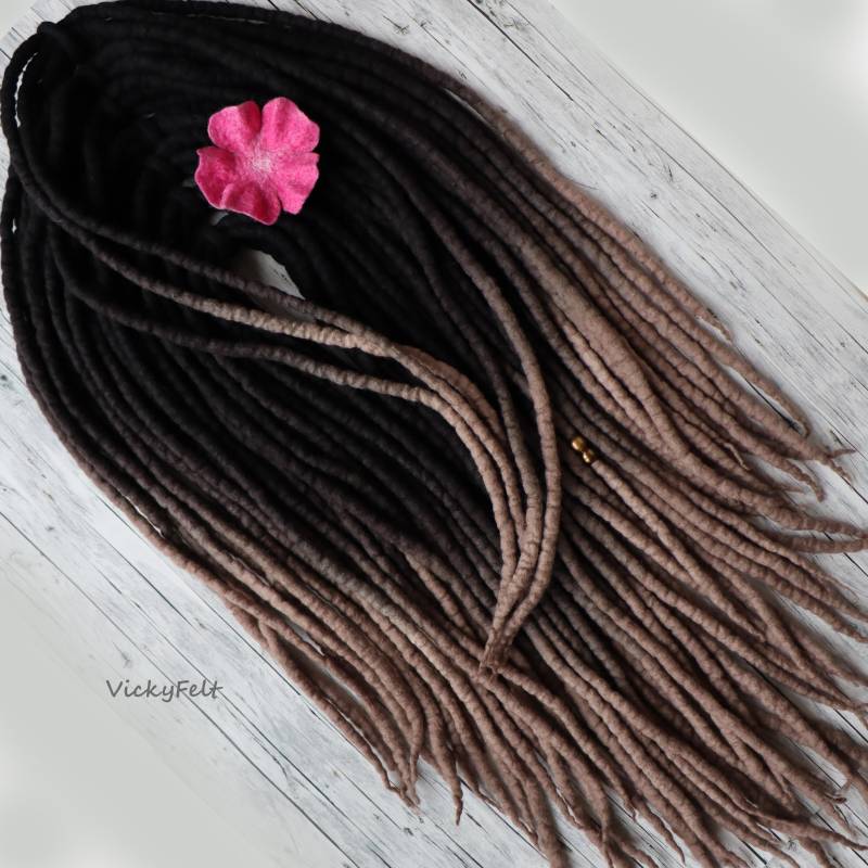 15 Bis 60 De Wool Dreads Schwarze Dreadlocks Vollständiges Set Double Ended Ombre "Cappuccino" von Etsy - VickyFelt