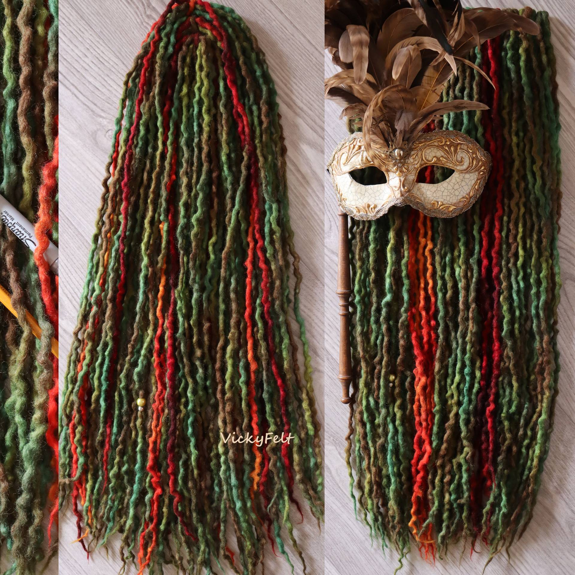 15 De Dreads Komplettset Dreadlocks Doppelseitige Verlängerungen Grün Braun Ombre Gewellt von Etsy - VickyFelt