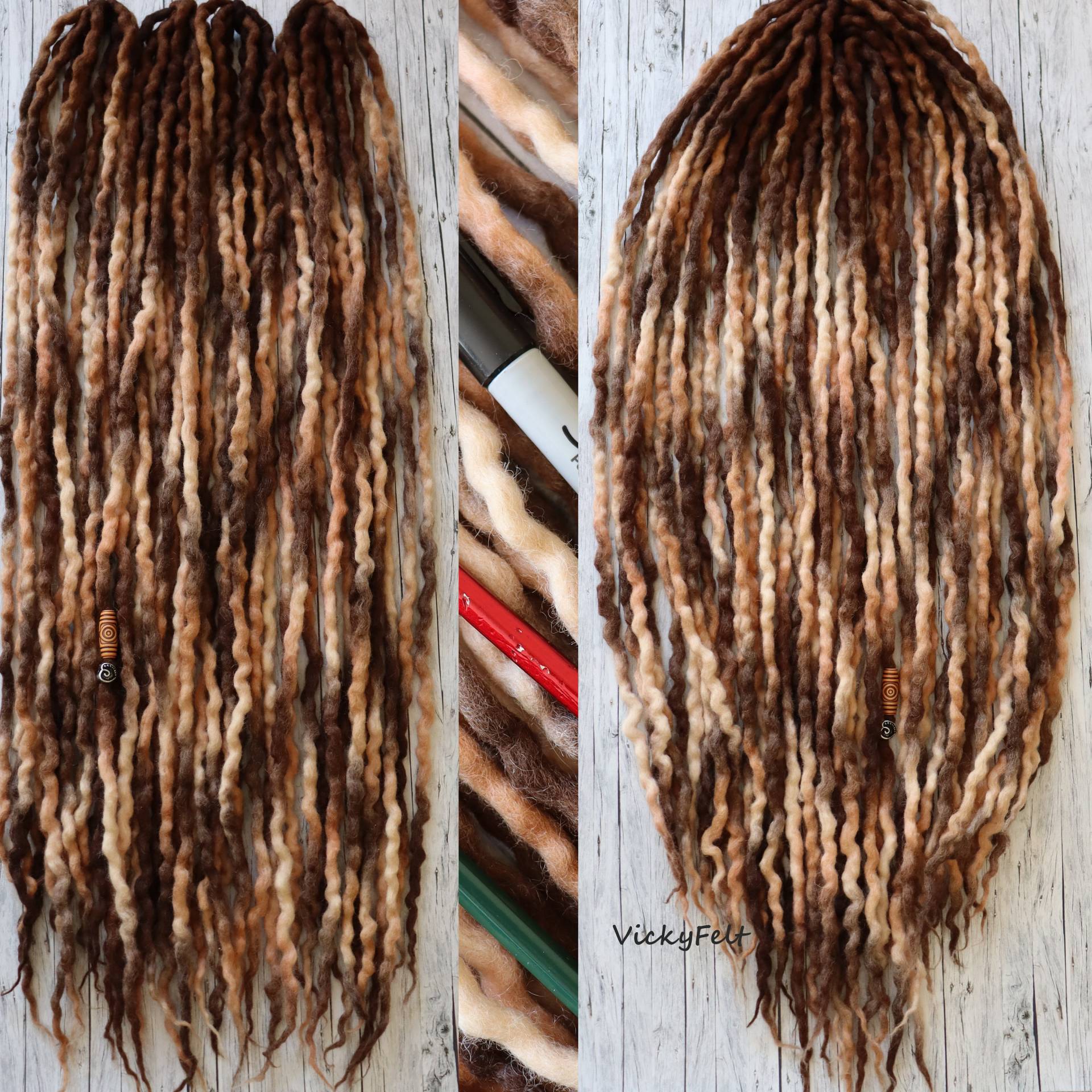 Braun Wolle Dreads De Dreadlocks 14-32 Zoll Doppelseitige 10-32 Zölle , Braune Creme Pfirsich 10 Bis 60 von Etsy - VickyFelt