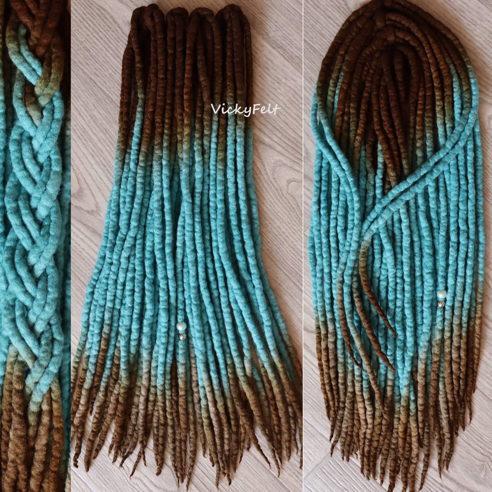 De Ombre Wolle Dreads 15 Bis Full Set Erweiterungen Dreadlocks 14-32 Zoll Double End Braun Wurzeln "Sea Blue" von Etsy - VickyFelt