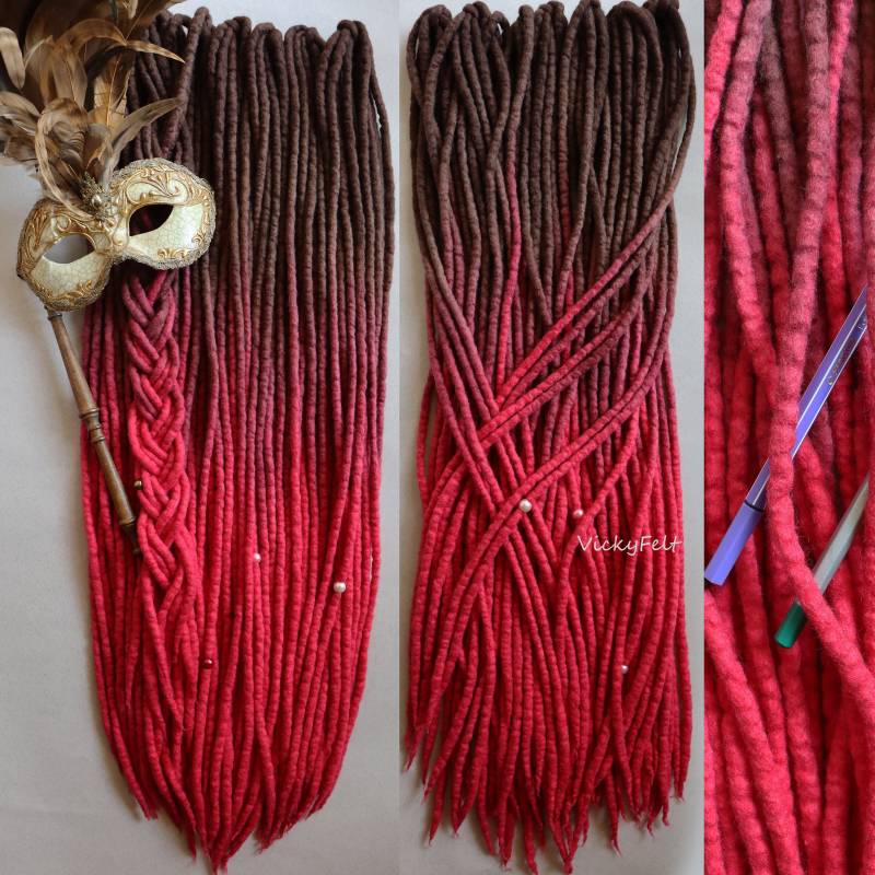 Wolle Dreads Erweiterungen 15 De Bis Vollständigen Set Dreadlocks Doppelseitige 14 32 Zoll Ombre Braun Zu Himbeere von Etsy - VickyFelt