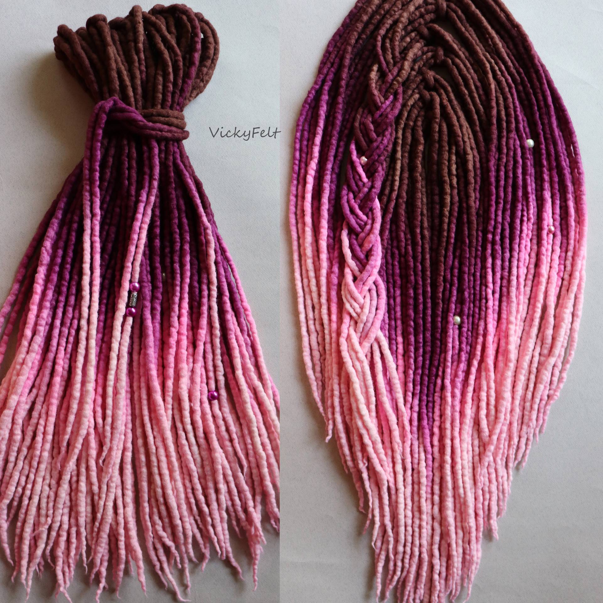 Wolle Dreads Erweiterungen 15 De Zu Vollständiger Satz Braun Cabernet Rosa Dreadlocks 18-32 Zoll Doppelendige Vollständiges Set von Etsy - VickyFelt