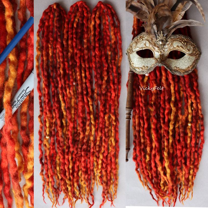 De Wolle Dreads Herbst Set Dreadlocks 10 - 60 Stück 14 Bis 32 Zoll Ocker Rot Terracotta Orange von Etsy - VickyFelt