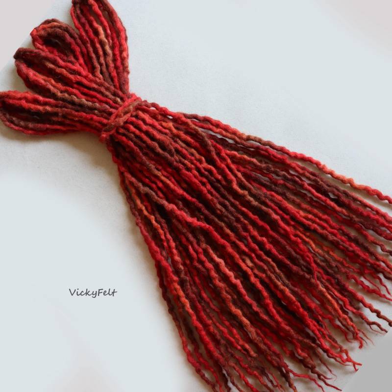 Dünne Gewellte Wolle Dreads De Dreadlocks 10 Bis 70 Stück Doppelendige Erweiterungen Braun Rot Terracotta von Etsy - VickyFelt