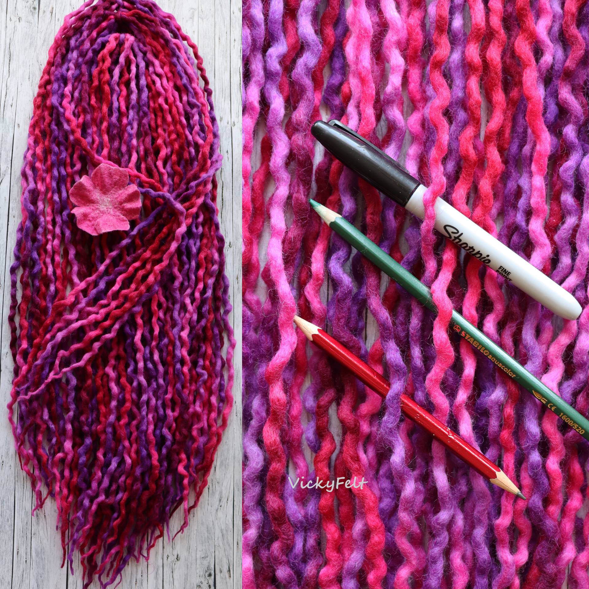 "Dünne Wolle De Gewellt Dreads 10 Bis 70 Dreadlocks Doppelendige Verlängerungen Ombre "Fiery Fuchsia" 14 32 Zoll Fuchsia Pink Rot." von Etsy - VickyFelt