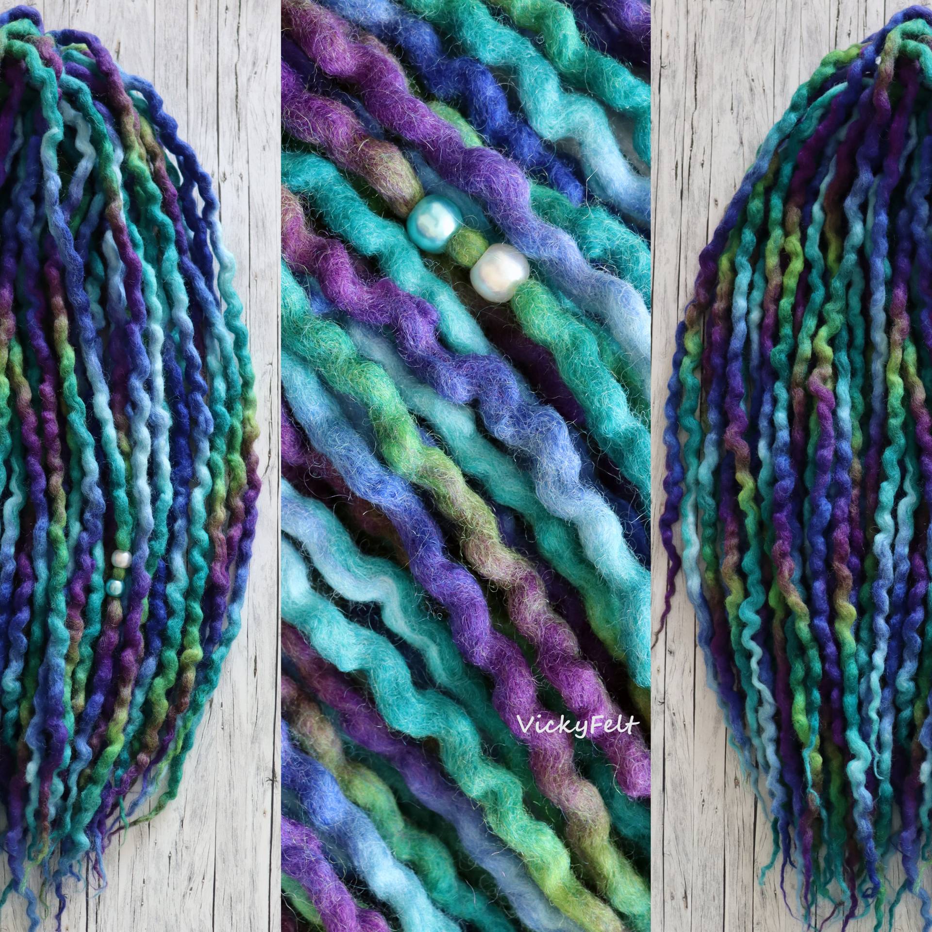 Wolle Dreads 10-60 De 14 Bis 32 Zoll Dreadlocks „Mermaid" - Blau Grün Lila Lime Ombre Herbst Gesetzt von Etsy - VickyFelt