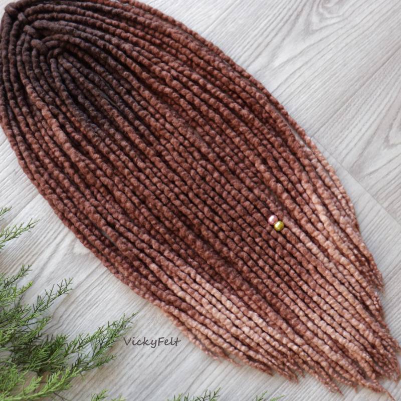 Wolle Dreads Erweiterungen Set 15 De Für Dreadlocks Doppelended - Ombre Braun Kastanie Natürlich Style von Etsy - VickyFelt