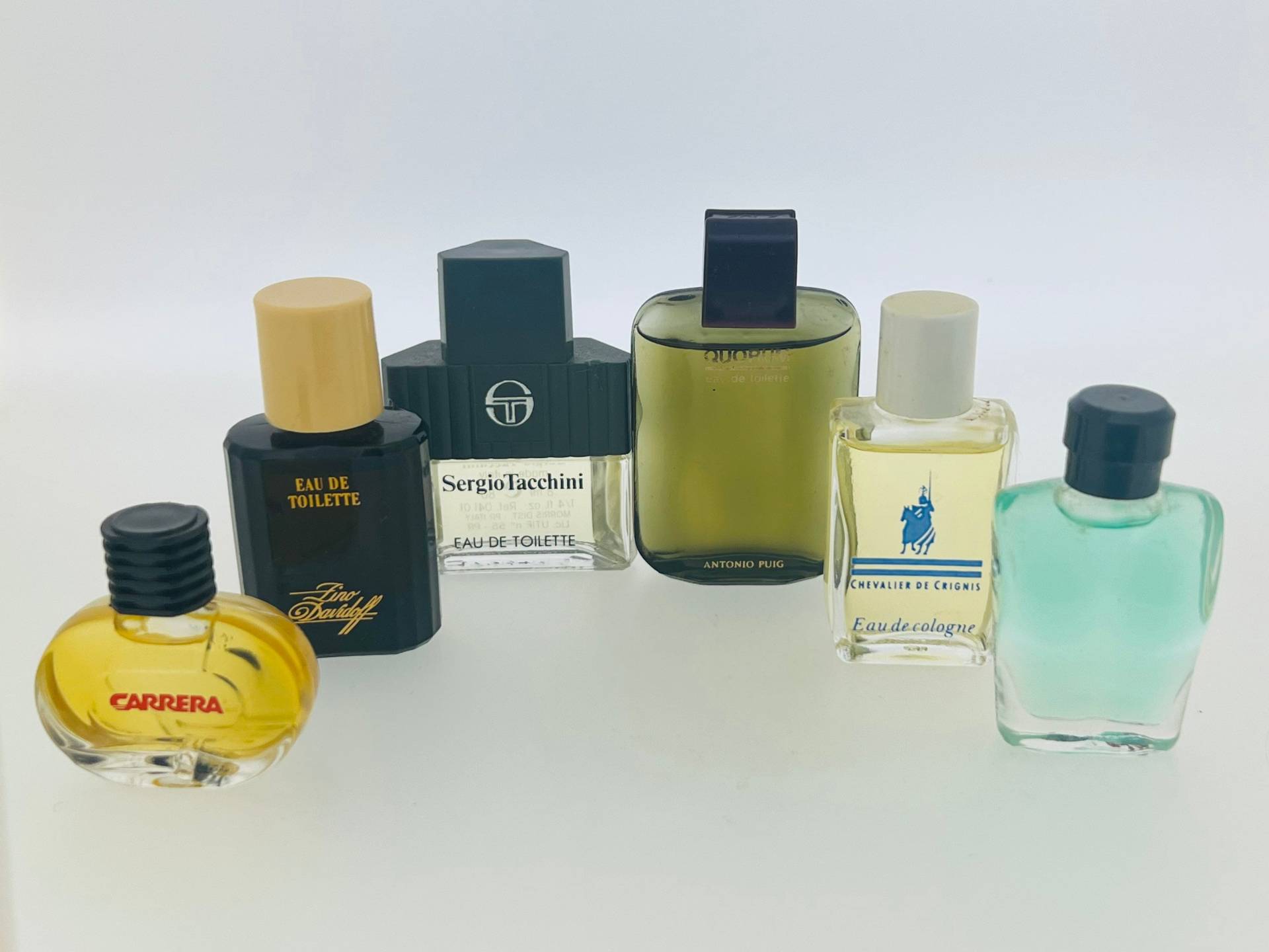 Set 6 Vintage Miniatur Parfum, Zino Davidoff, Chevalier De Crignis, Sergio Tacchini, Quorum Puig, Carrera, Body Guard, Herren Power, Marken Team von Etsy - VintagGlamour