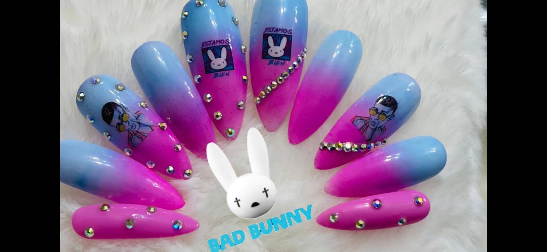 Bad Bunny Baumwolle Candy Nägel von Etsy - VivsnailsByVivian