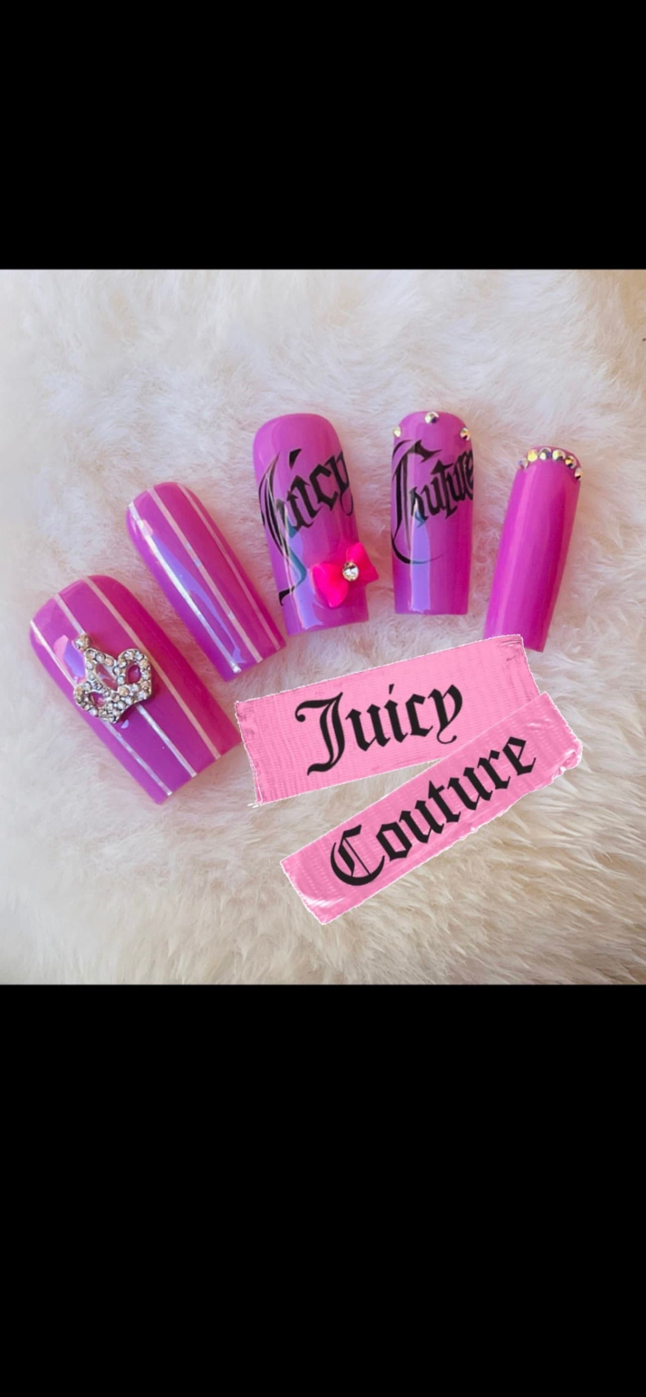 Juicy Couture Nail Press-Ons von Etsy - VivsnailsByVivian