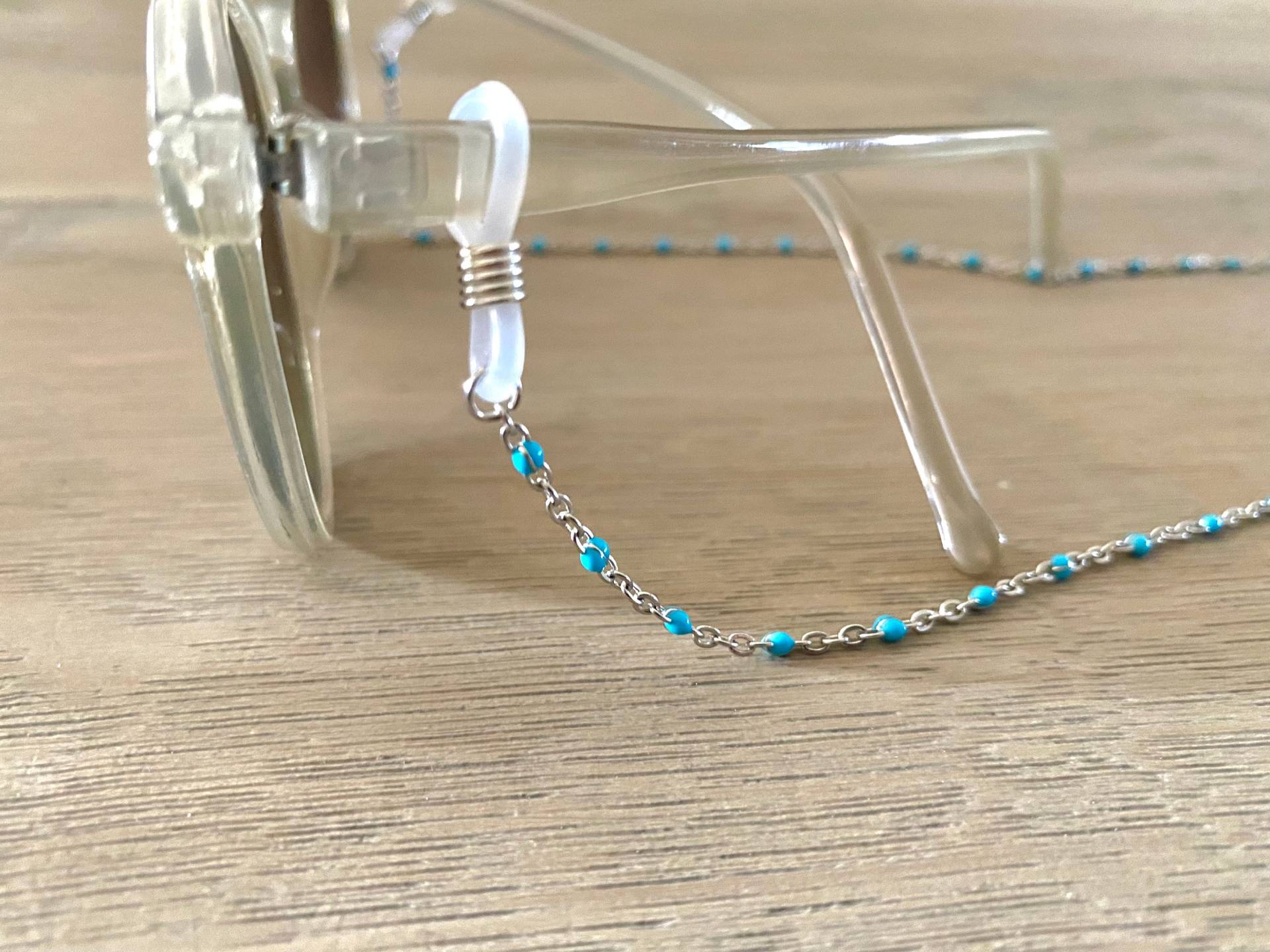 Brillenkette Silber Blau von Etsy - VonNina