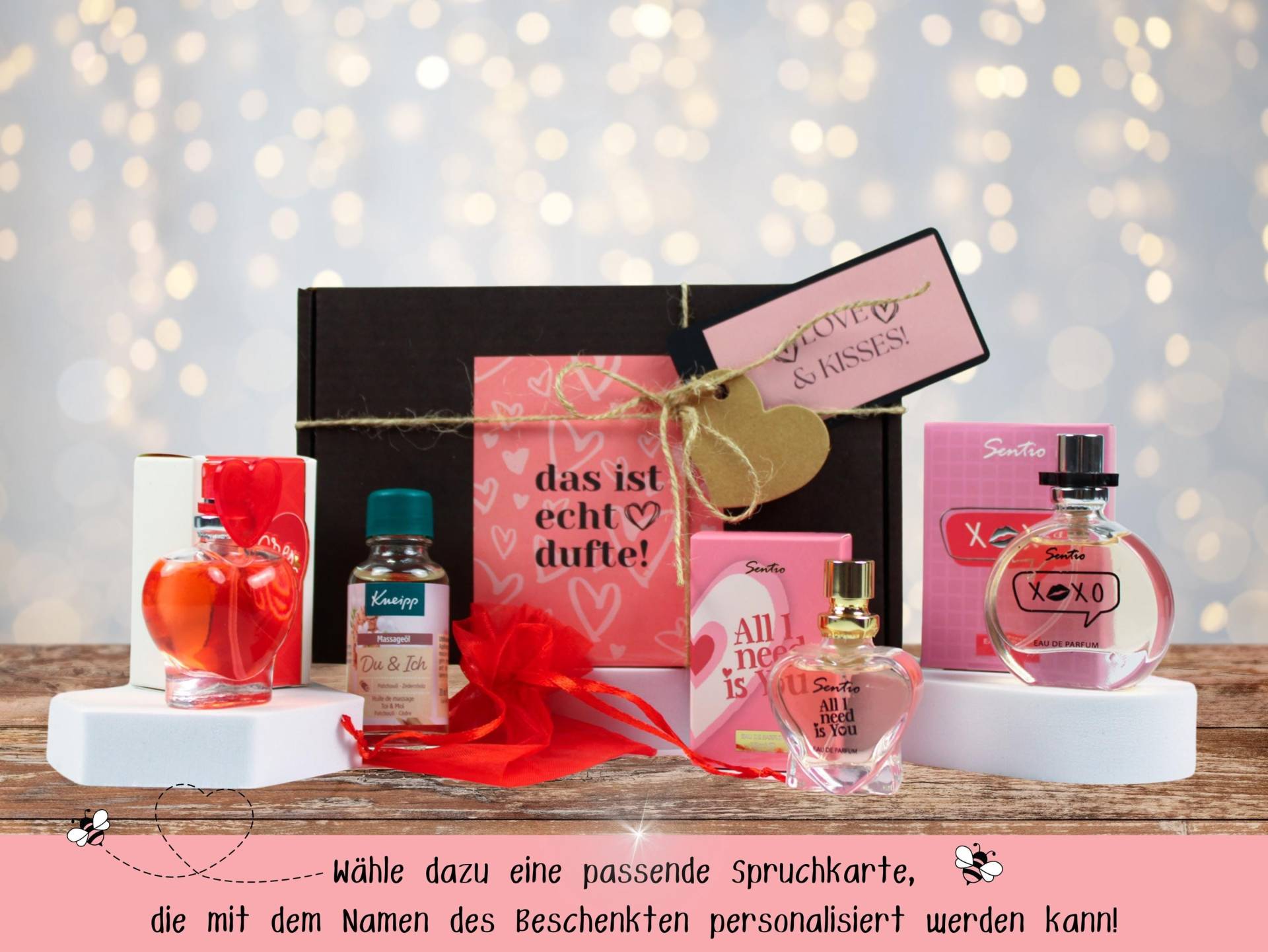 Love & Kisses Duftbox - 3 Überraschungsparfums, Massageöl, Perfektes Geschenk Für Valentinstag, Geburtstag, Besondere Anlässe von Etsy - WRAPPINGBEES