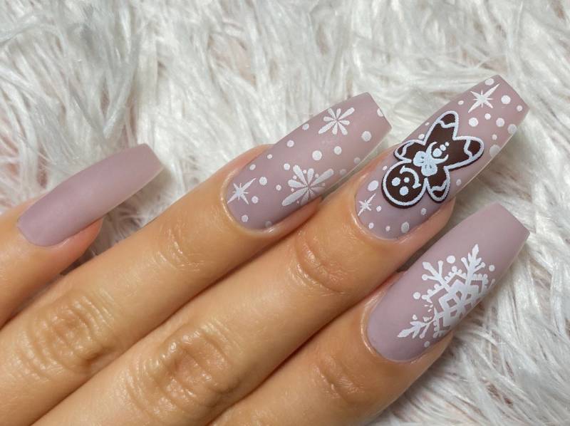 24 Stück Weihnachten Press On Nail | Lang Lavendel/Mauve Lebkuchen von Etsy - Wackazz