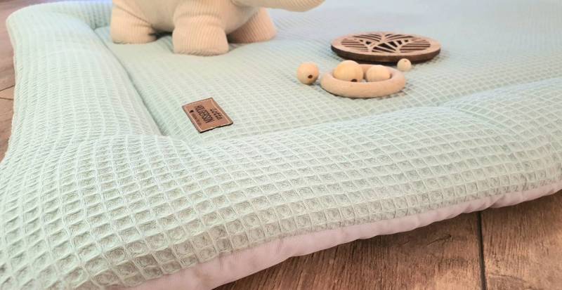 Waffelpique Krabbeldecke Laufstalleinlage Babydecke Spieldecke Personalisierbar Mit Namen Dusty Mint von Etsy - WaffelLiebe