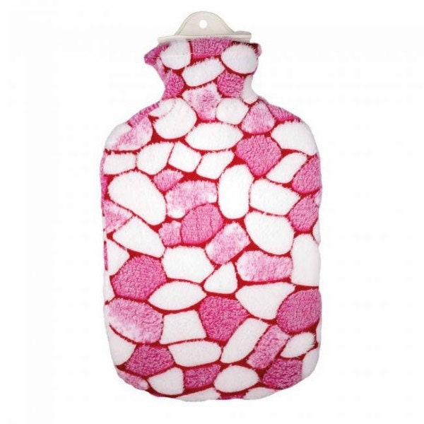 Sanger 2.0 Liter Wärmflasche Mit Stein Mosaik Weiß/Rosa Plüschbezug-Made in Germany von Etsy - WarmTradition