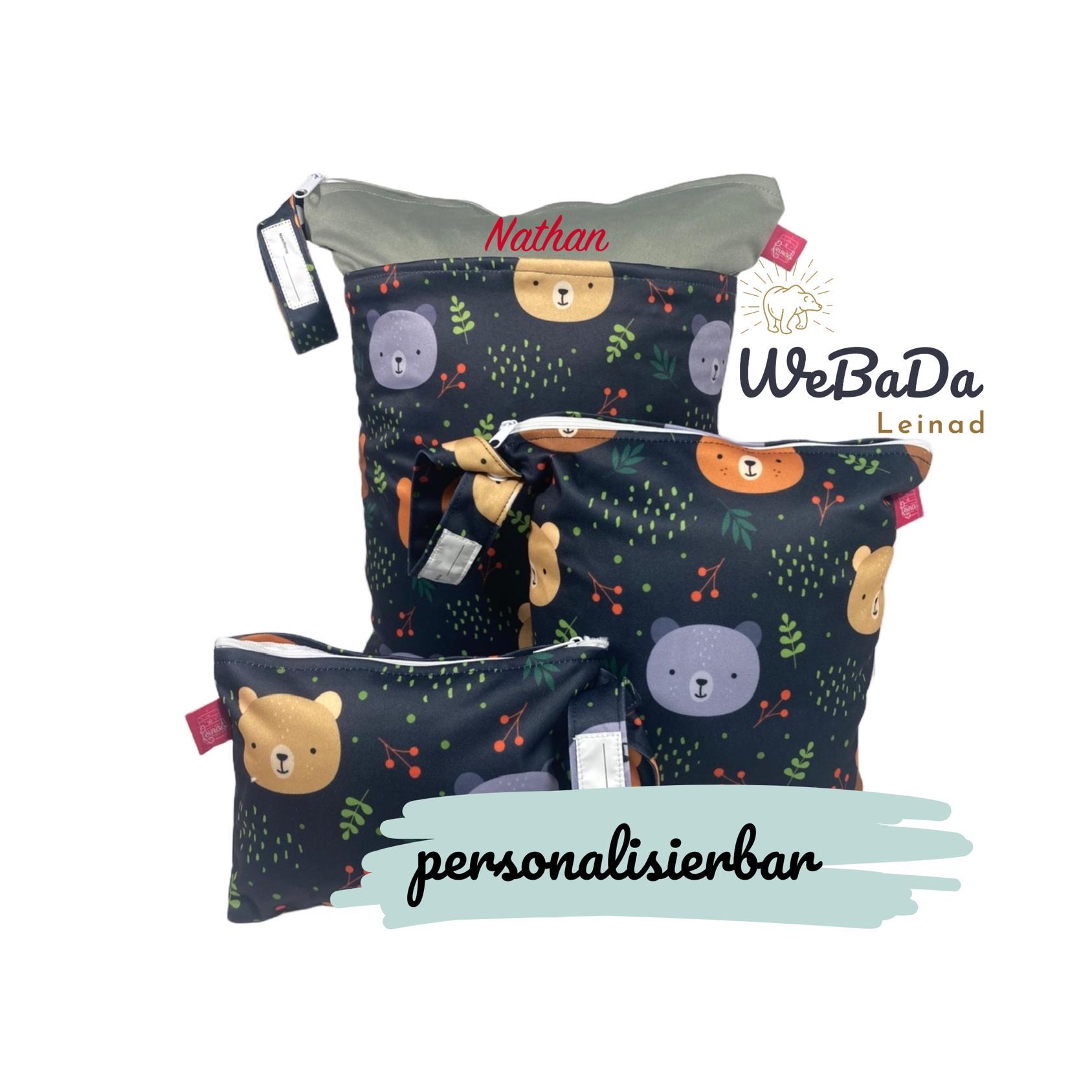 Personalisierbares Wetbag 3Er Set Bären Und Blätter Kitatasche Mit Nass-/Trockenfach, Windeltasche - Persönliches Geschenk Zur Geburt von Etsy - WeBaDaLEINAD