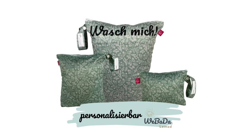 Wetbag Mit Name 3Er Set "Zweige", Salbei - Nassbeutel Für Wechselkleidung, Badesachen, Stoffwindeln von Etsy - WeBaDaLEINAD