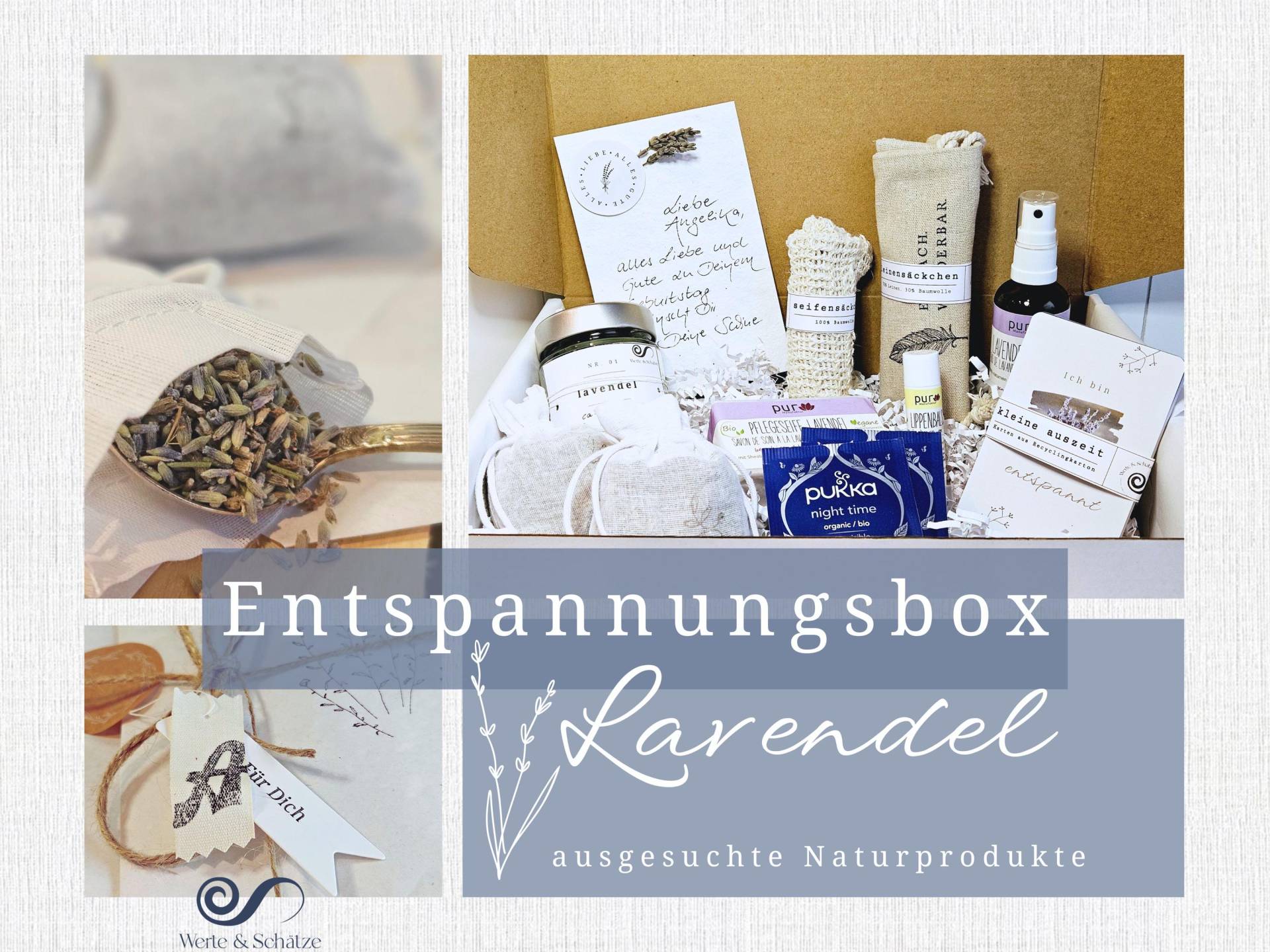 Entspannungsbox | Wellness Geschenkbox Für Frauen Mit Lavendel Duft, Naturprodukten, Personalisierbarer Karte Geschenke von Etsy - WerteUndSchaetze