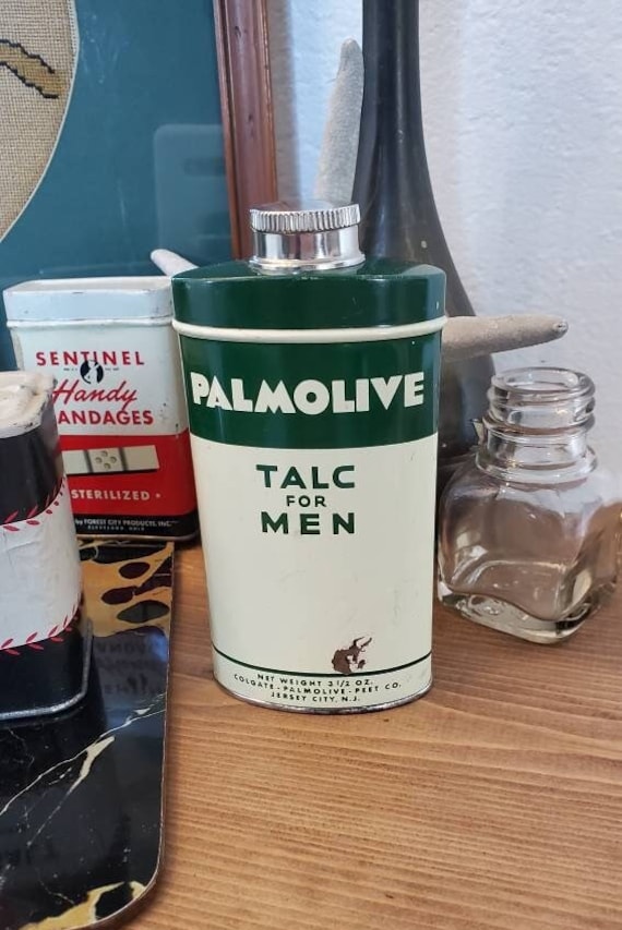 Palmolive Talk Für Männer, Vintage Werbebehälter, Metallzinnpulver von Etsy - WhiteRobinVintage