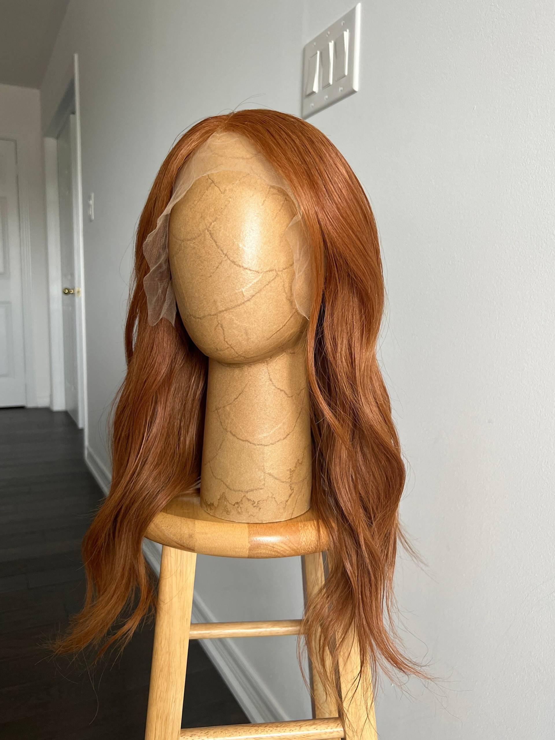 100% Echthaar | Lebendige Kupfer Ginger Glueless Hd Lace Front Perücke Versandfertig von Etsy - WigCoven