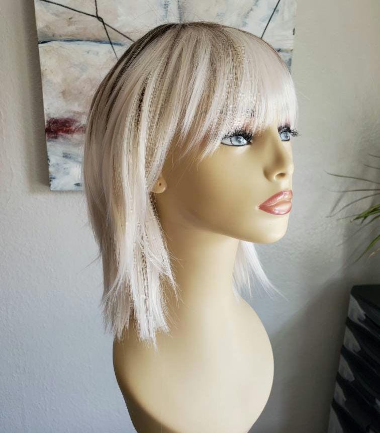 Blond Shaggy Bob Mit Pony, Blonde Shag Mid-Length Face Framing Layers, Textured Shag, Wolf Cut, Miley Cyrus von Etsy - WigCraving