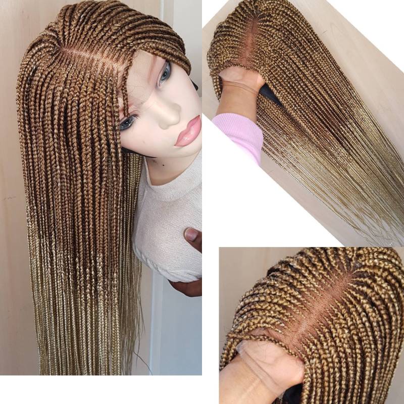 Handgemachte Perücken, Africanbraids Perücke, Ombre Haar, 2x4 Verschluss Blonde Schöne Geflochtene Zöpfe, 2 Tone Haare von Etsy - Wigsbyflora