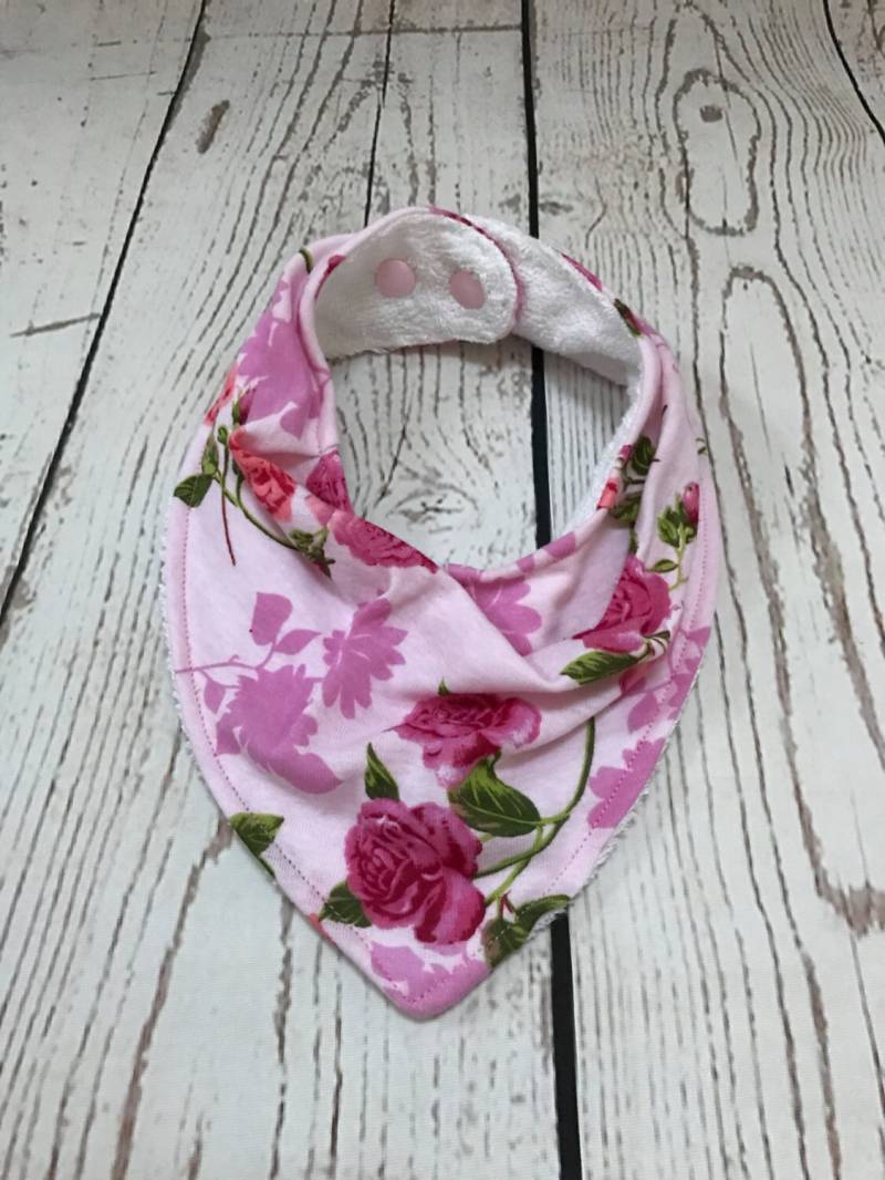 Rosa Floral Bio-Baumwolle/Bambus Terry Baby Bandana Lätzchen - Dribble Bibdana von Etsy - YouAreMySunshineLtd