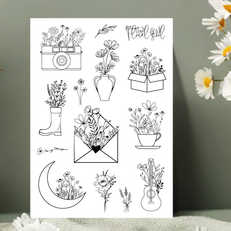 Blumen Tattoo Set Line Art - Die Perfekte Kombination Aus Natur Und Design Für Deinen Einzigartigen Look von Etsy - ZakuraInkt