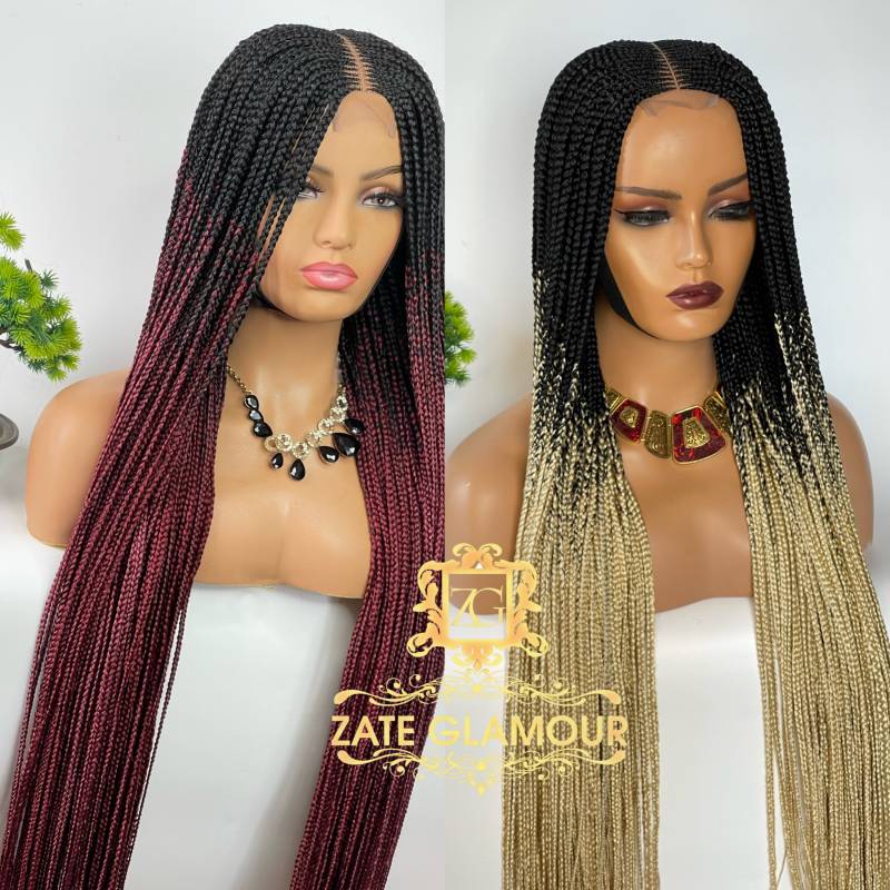 Ghana Weben Geflochtene Perücke Handgemachte Cornrow Zöpfe, Ombre Knotenlose Zöpfe von Etsy - Zateglamourhair