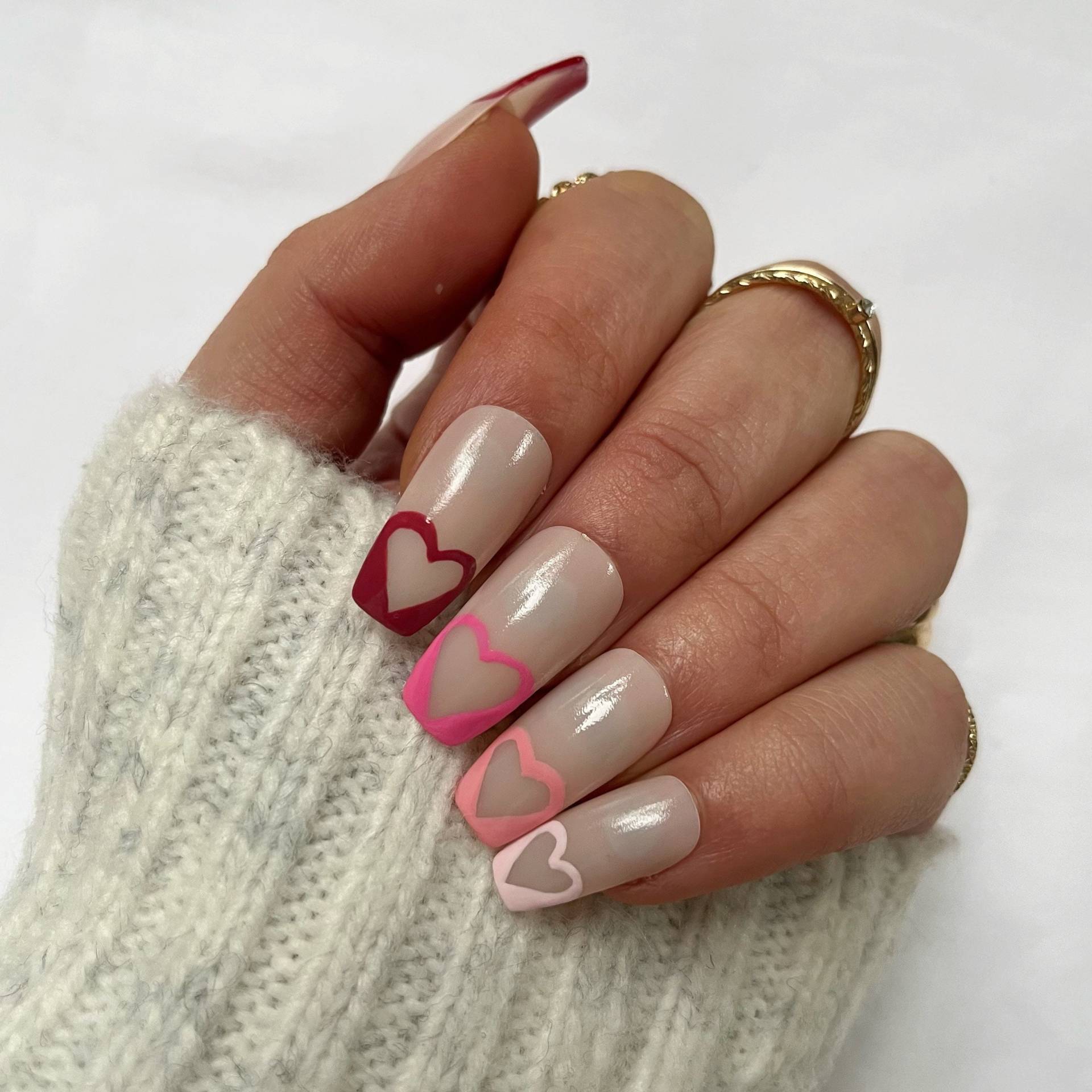 Valentinstag-Nägelset Mit Roten Und Rosa Liebesherzspitzen Aufklebe-Nägel Aufpress-Nägel Falsche Nägel Fake-Nägel Acryl-Nägel von Etsy - Zocanails