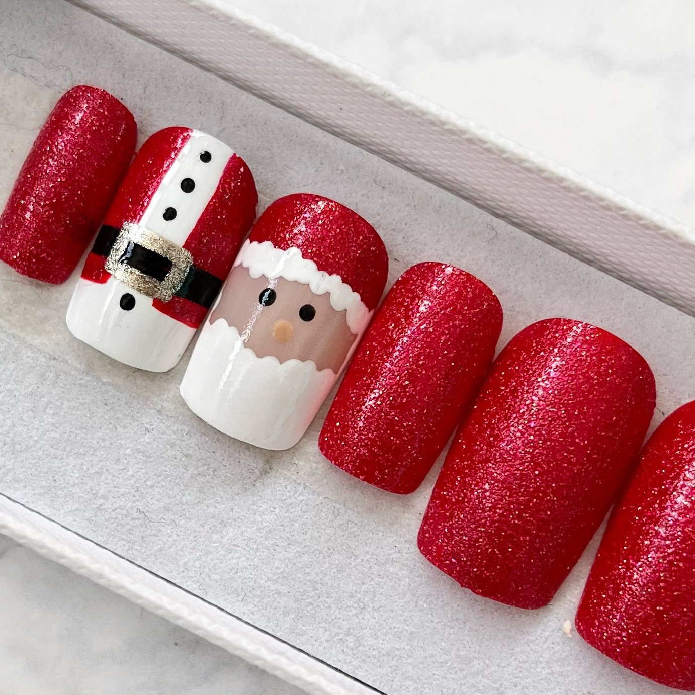 Weihnachtliches Rotes Glitzer Nagelset Mit Weihnachtsmann Design Klebe Auf Nägel Künstliche Drücken Sie Die Acrylnägel von Etsy - Zocanails