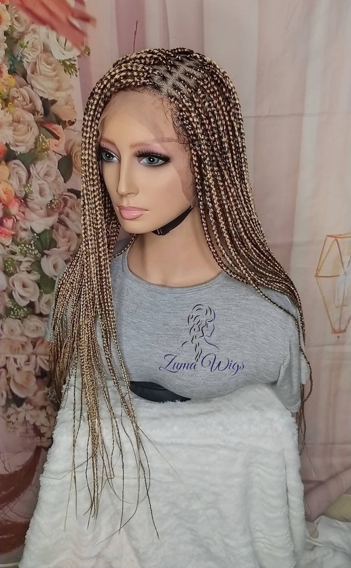 Full Lace/Lace Front Zopf, Blonde Mix Braid Perücke, Knotenlose Zöpfe, Schweizer Spitze Geflochtene Perücken Für Schwarze Frauen, Brötchen von Etsy - ZumaWigs