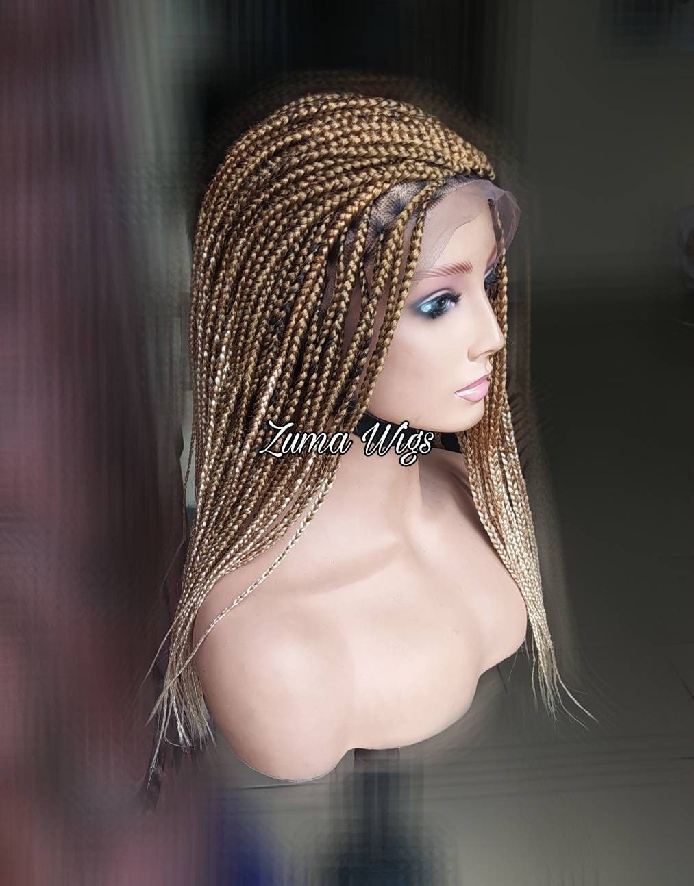 Geflochtene Box Zopf Perücke Gold/Blond Farbverlauf Auf Bestellung Geflochten von Etsy - ZumaWigs