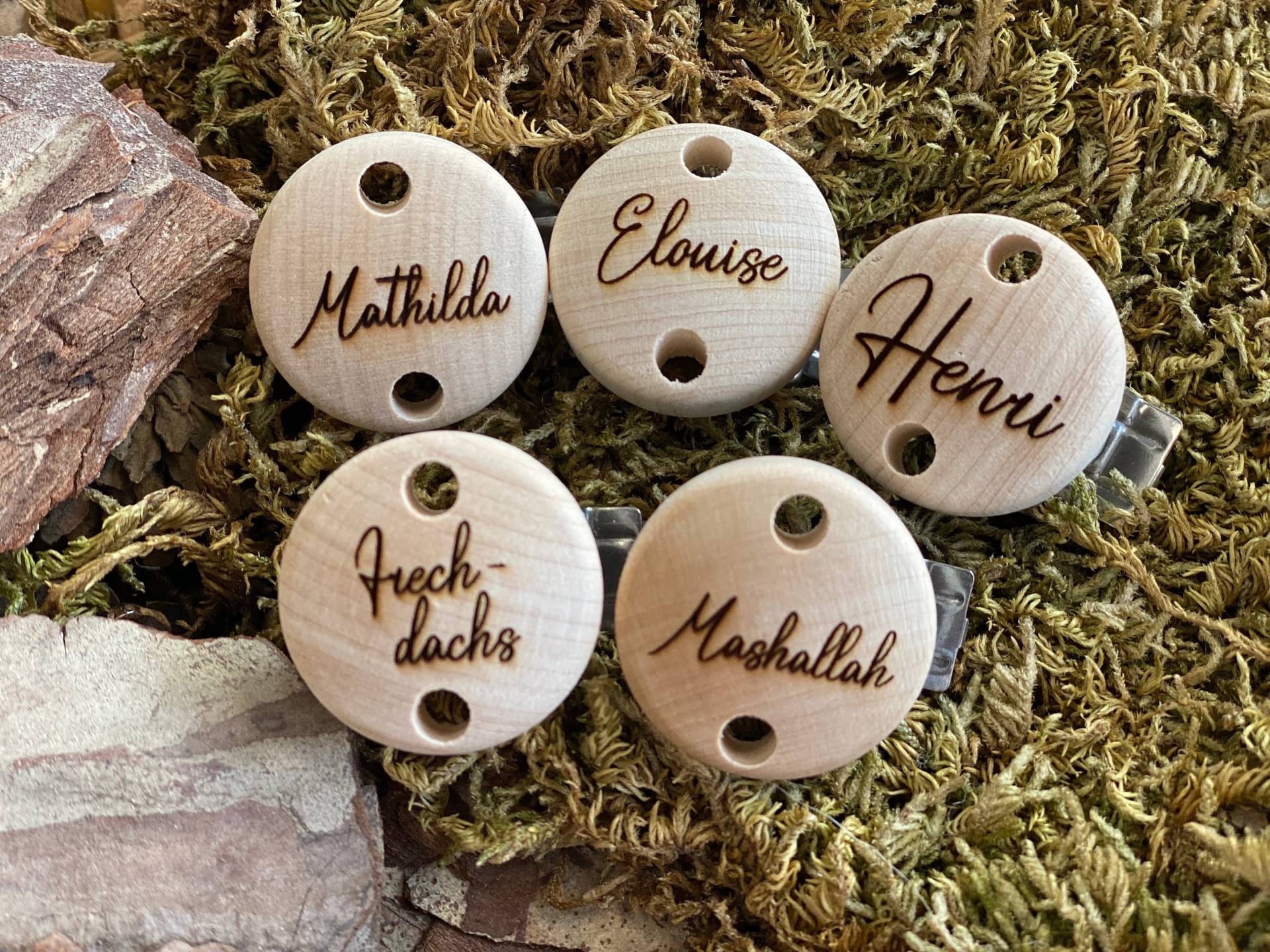 Schnullerclip Holz Personalisiert von Etsy - ZwergalshopDE